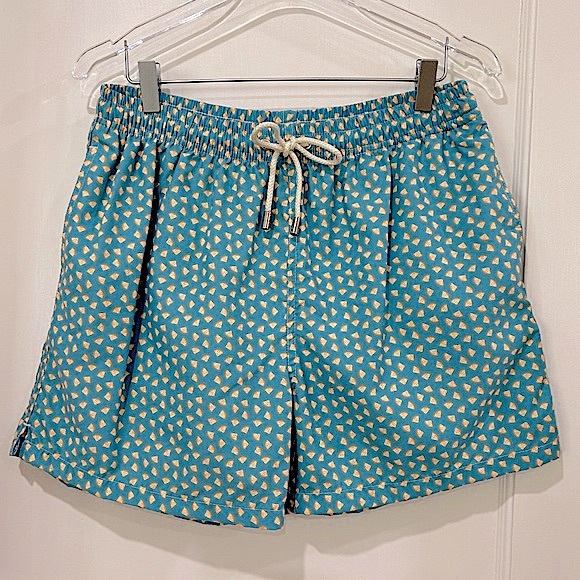 NWT Blue Coast Yachting Swim Trunks Medium Blue Yellow - Picture 1 of 9